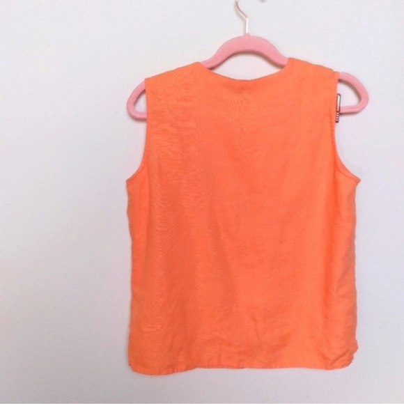 Laura Ashley Orange 100% Linen Sleeveless Button Front Vest Blouse Size Small - Picture 3 of 8